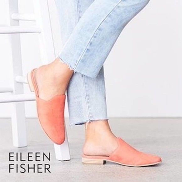 Eileen Fisher Bauer Mules, Coral, Size 7.5 - Picture 1 of 12